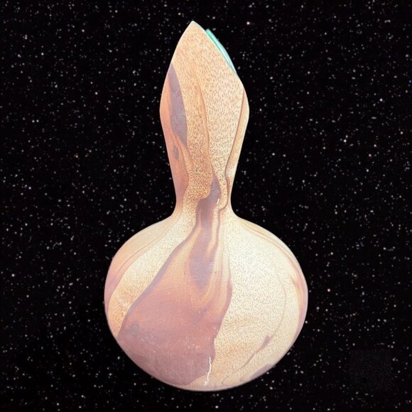 1950s PINE SCENTED POTTERY Marbled Vase Mid Century Ceramic Green Inside VTG - Picture 8 of 10